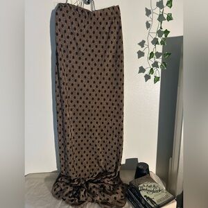 Brown and Black Polka Dot Flowy Maxi Skirt